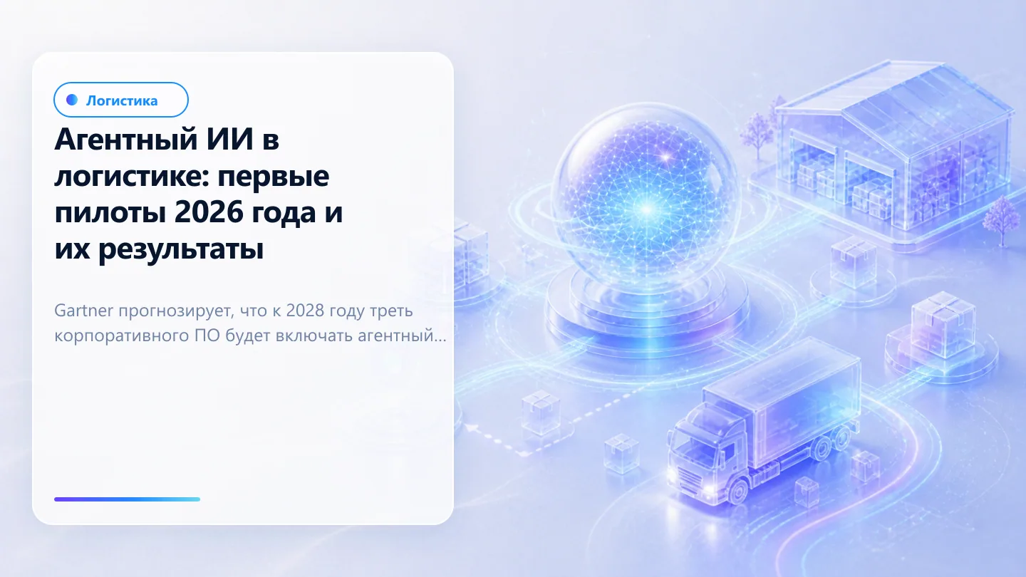 Обложка статьи: Агентный ИИ в логистике: первые пилоты 2026 года и их результаты