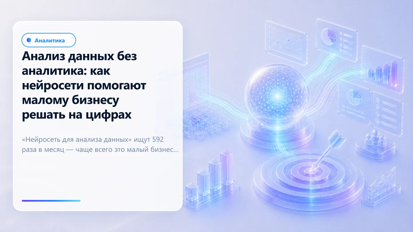 Обложка статьи: Анализ данных без аналитика: как нейросети помогают малому бизнесу решать на цифрах