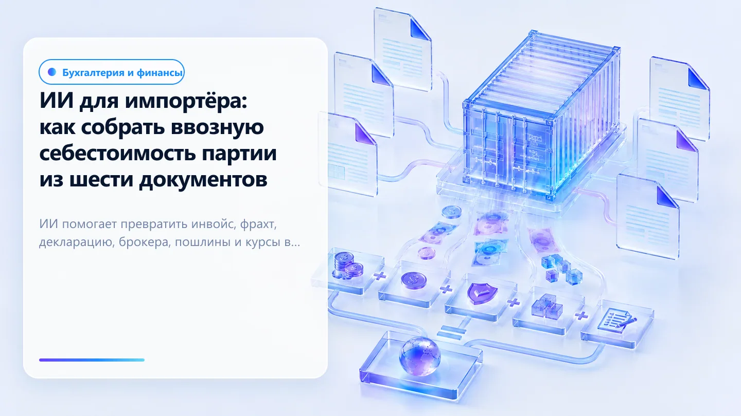Обложка статьи: ИИ для импортёра: как собрать ввозную себестоимость партии из шести документов