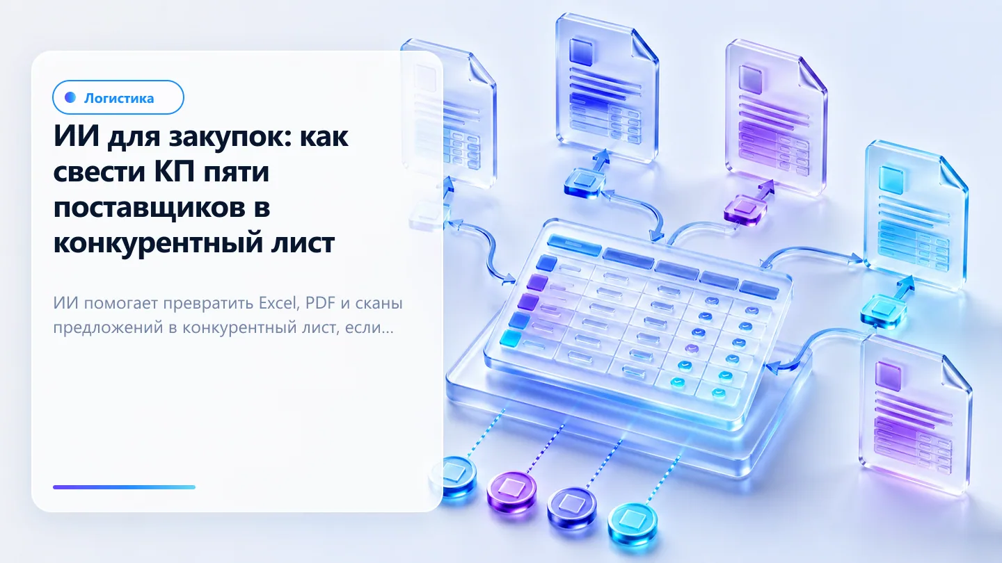 Обложка статьи: ИИ для закупок: как свести КП пяти поставщиков в конкурентный лист