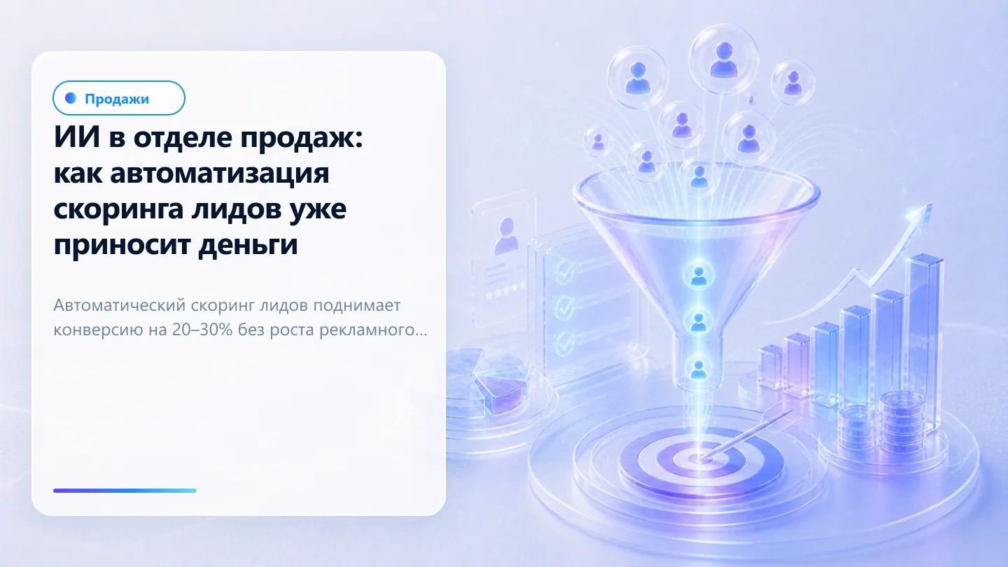 Обложка статьи: ИИ в отделе продаж: как автоматизация скоринга лидов уже приносит деньги