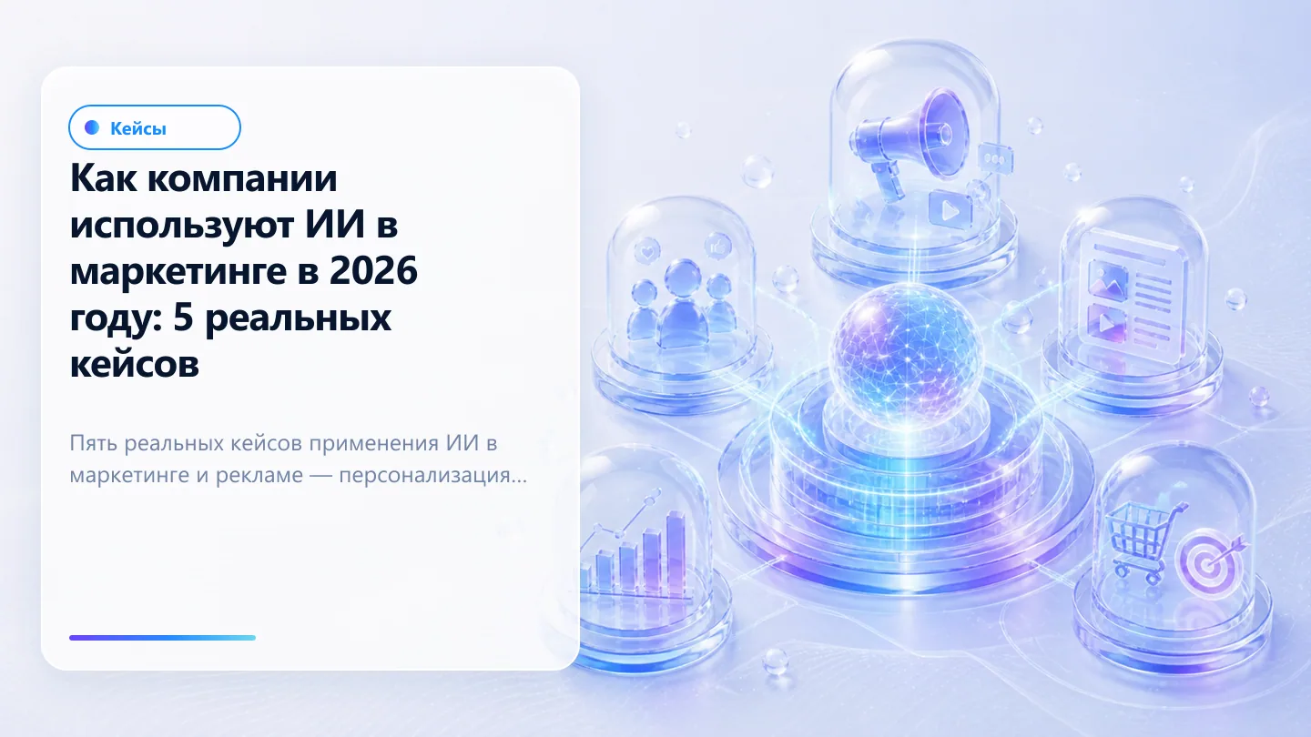 Обложка статьи: Как компании используют ИИ в маркетинге в 2026 году: 5 реальных кейсов