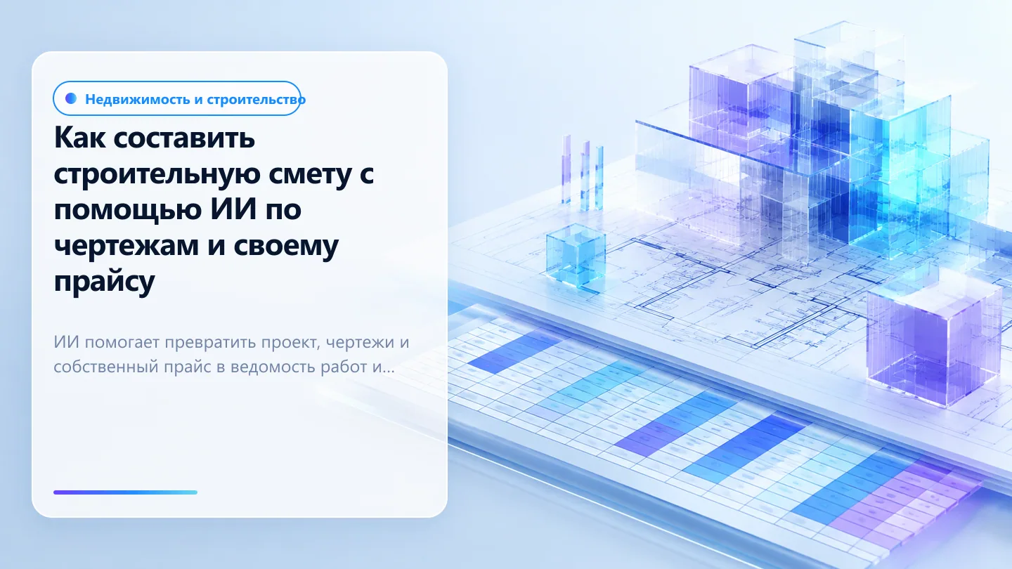 Обложка статьи: Как составить строительную смету с помощью ИИ по чертежам и своему прайсу