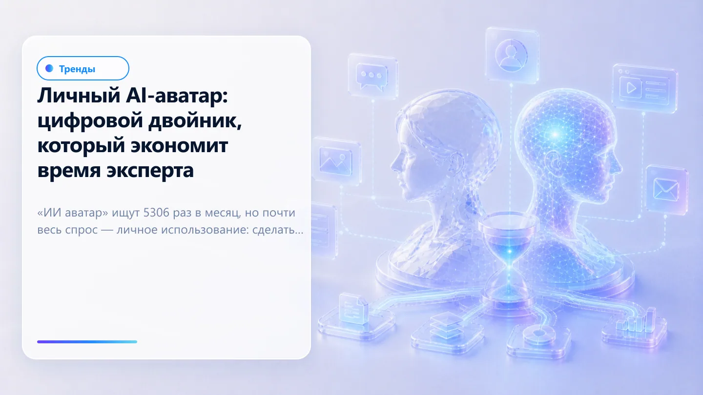 Обложка статьи: Личный AI-аватар: цифровой двойник, который экономит время эксперта