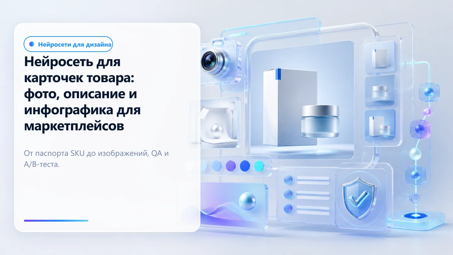 Обложка статьи: Нейросеть для карточек товара: фото, описание и инфографика для маркетплейсов