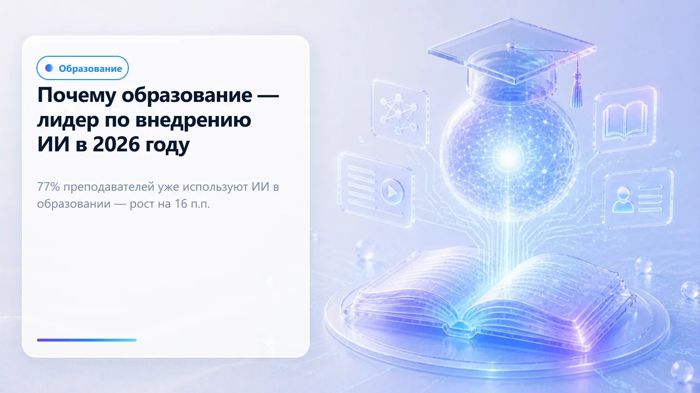 Обложка статьи: Почему образование — лидер по внедрению ИИ в 2026 году